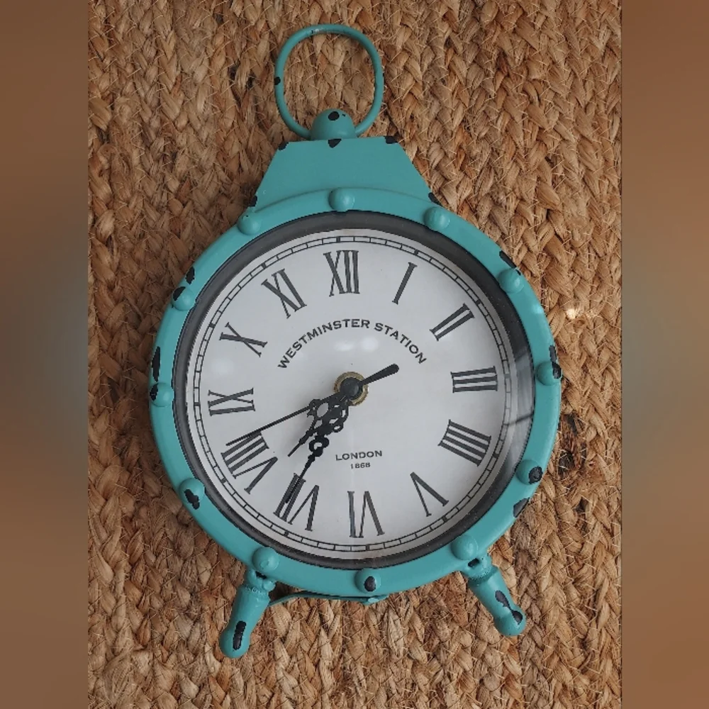 Turquoise antique looking table clock